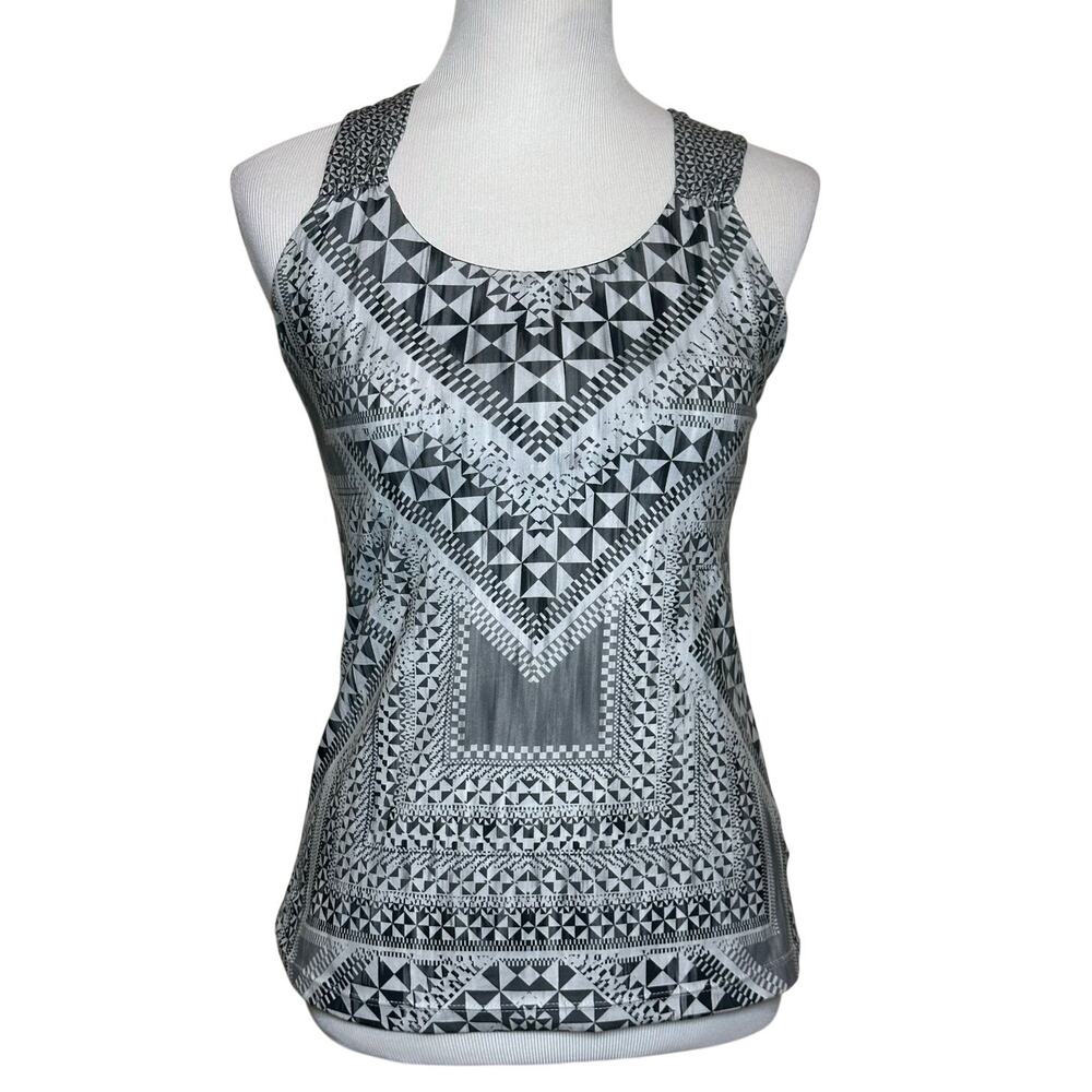 Prana Black and White Geometric Halter Tank Sz M